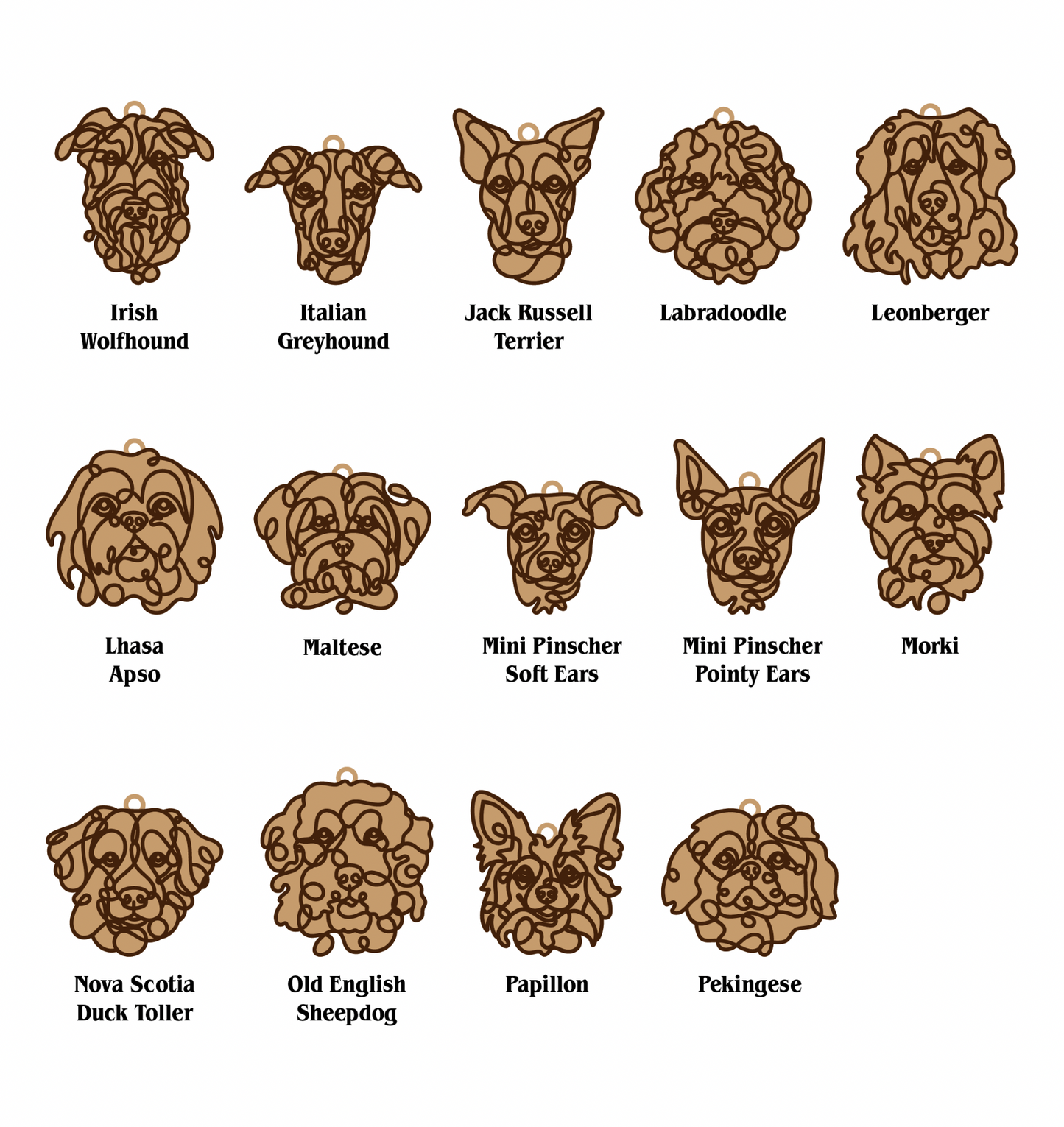 Personalized Wooden Dog Breed Ornament