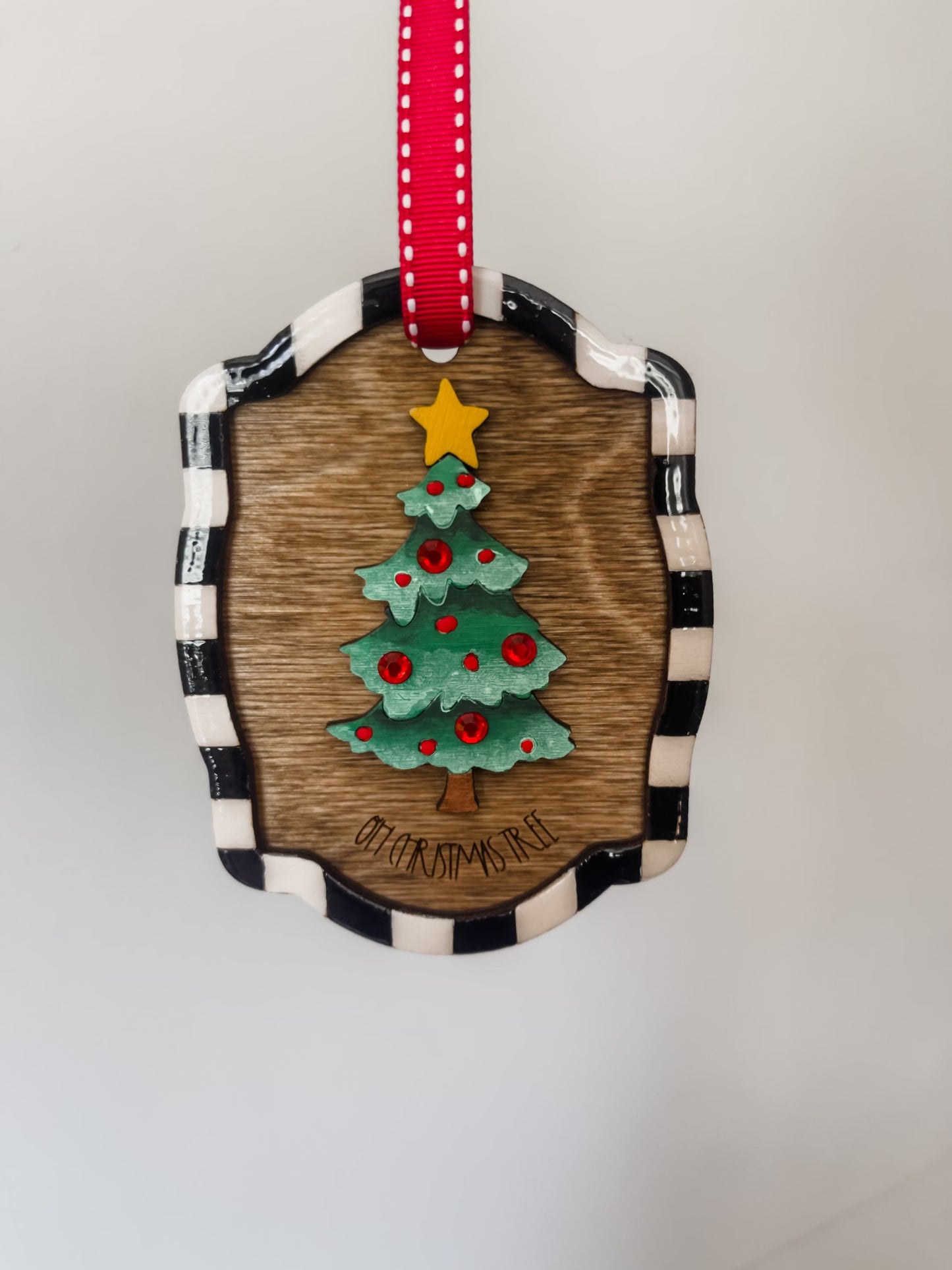 Whimsical Hand Painted Ornaments with black and white frame