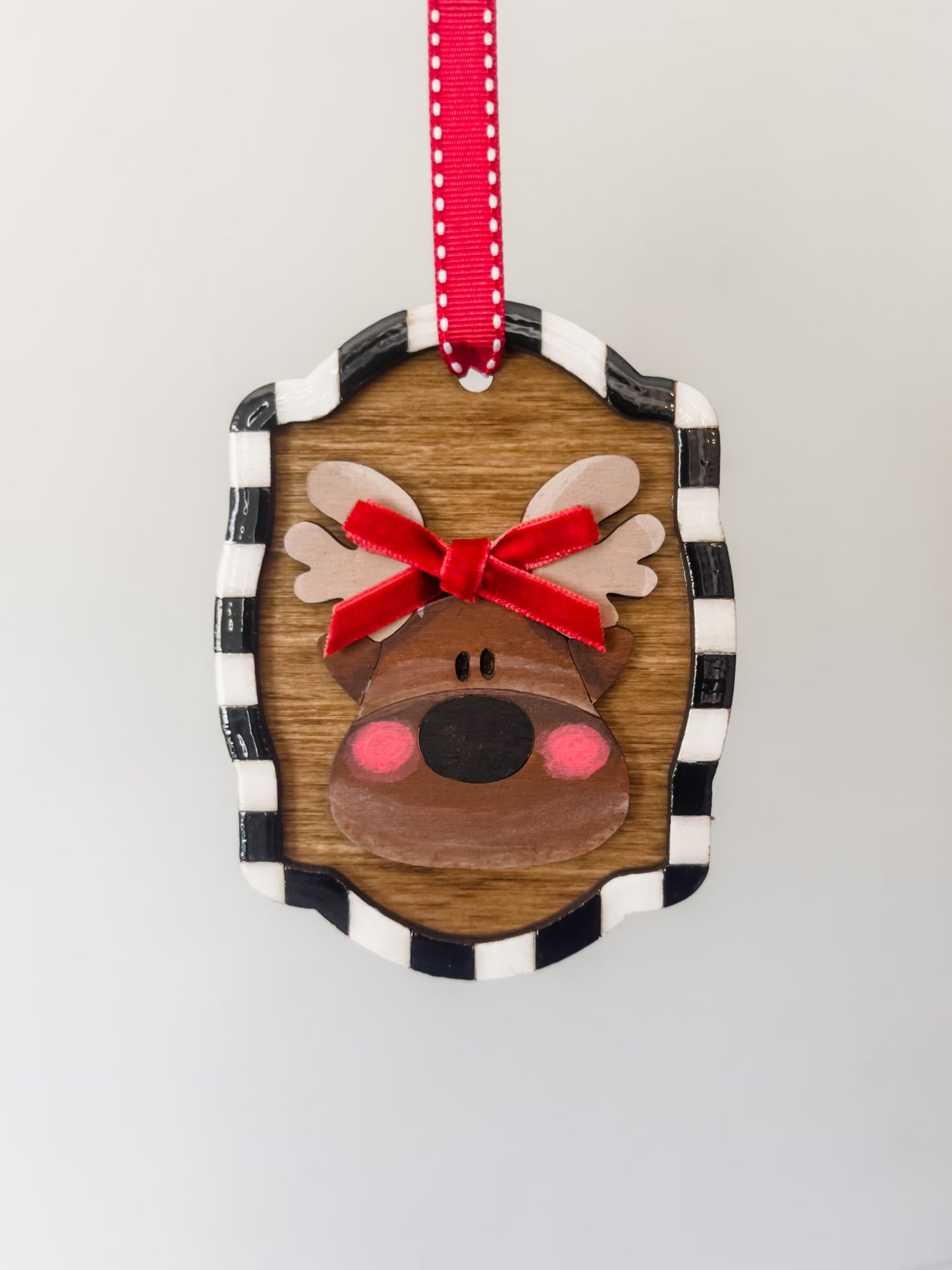 Whimsical Hand Painted Ornaments with black and white frame