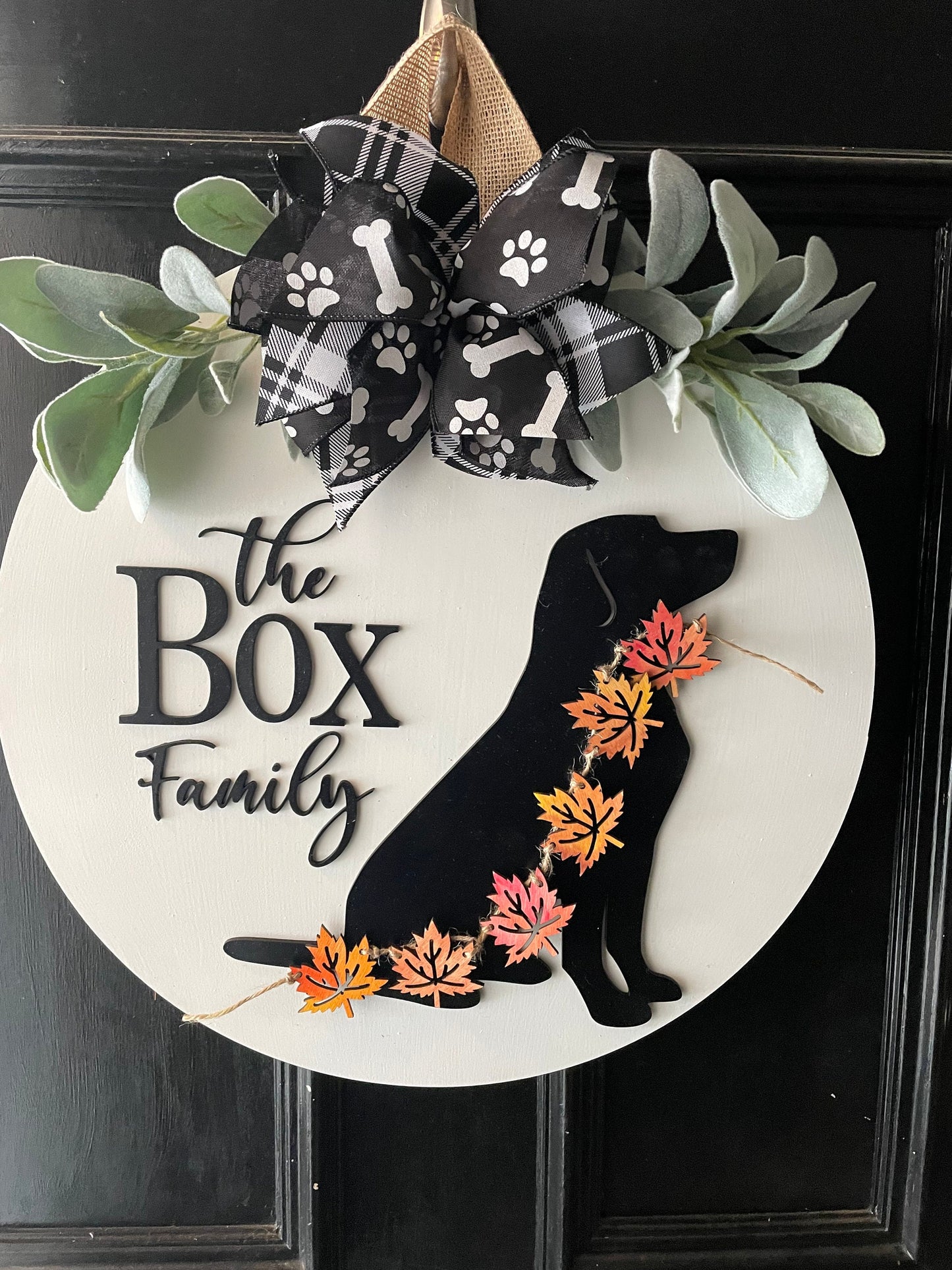 Personalized Door Hanger with Dog, Housewarming Gift, Dog Sign, Changeable Door Sign, Wedding Gift, New Home Gift