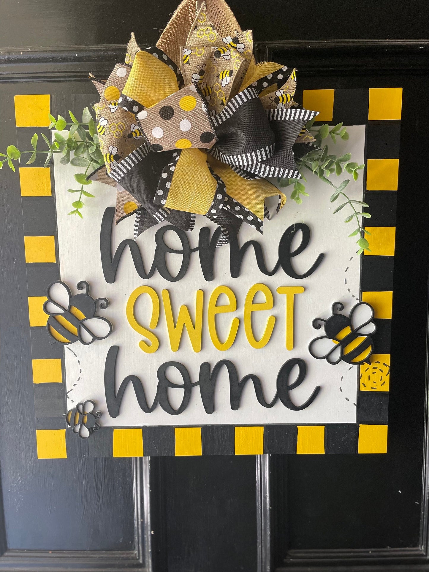 Bee Door Hanger, Home Sweet Home, Bee Door Sign