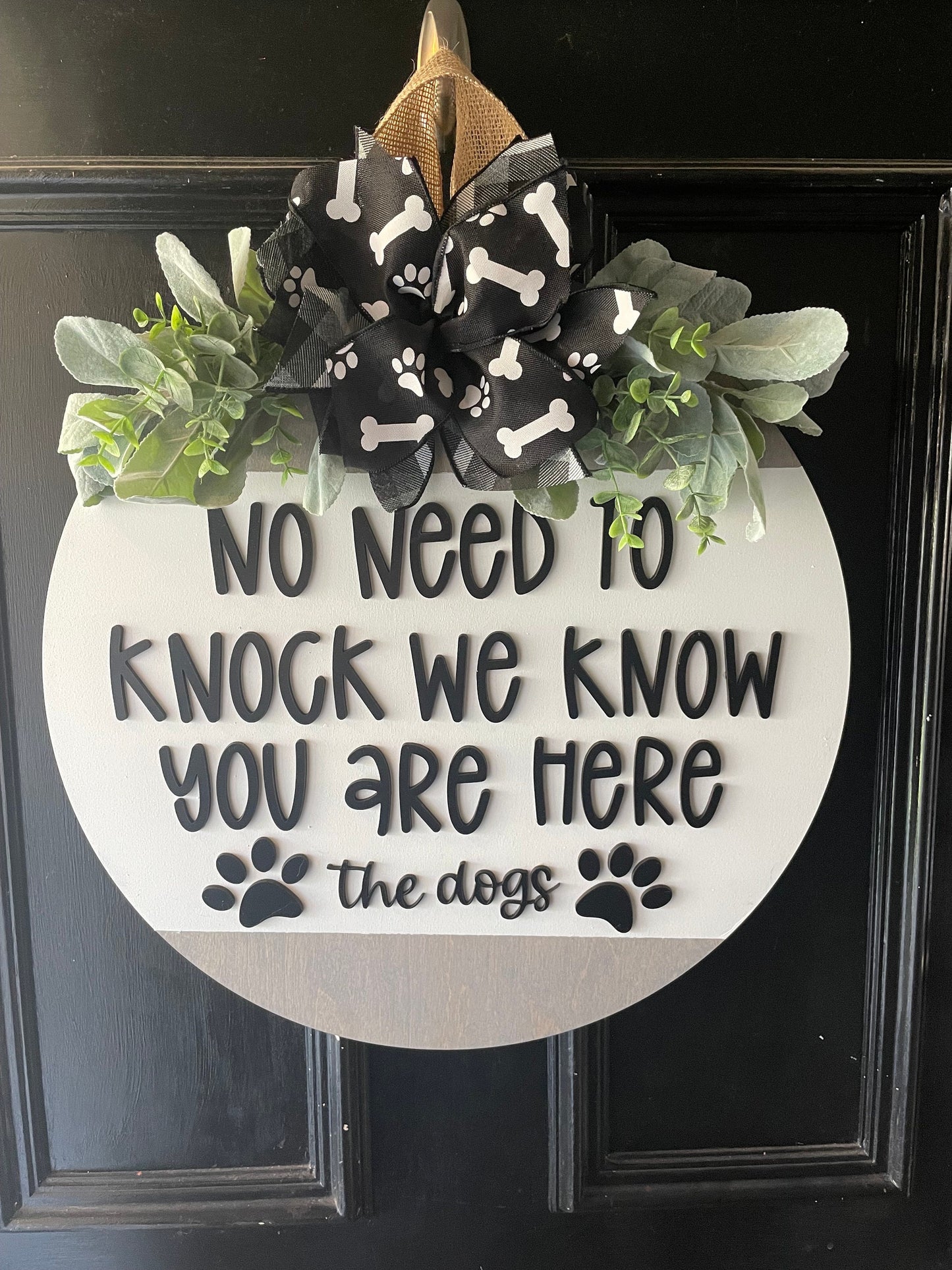 Dog Theme Door Sign, No Need to Knock Sign, Dog Wreath, Dog Door Hanger, Funny Dog Sign, Gift For Dog Lover, New Dog Gift