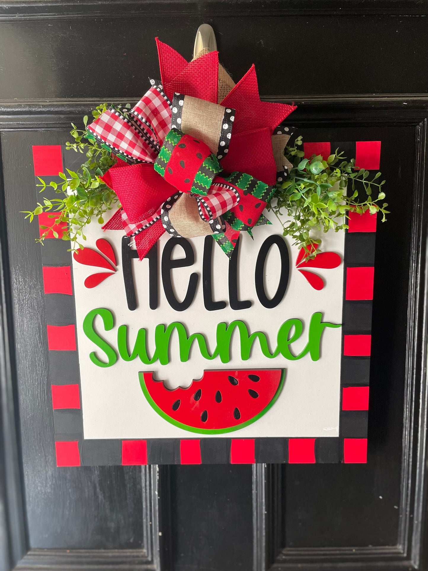 Summer Watermelon Door Hanger, Front Door Summer Sign