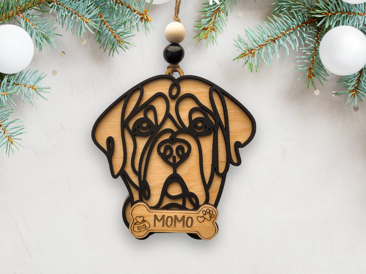 Personalized Wooden Dog Breed Ornament
