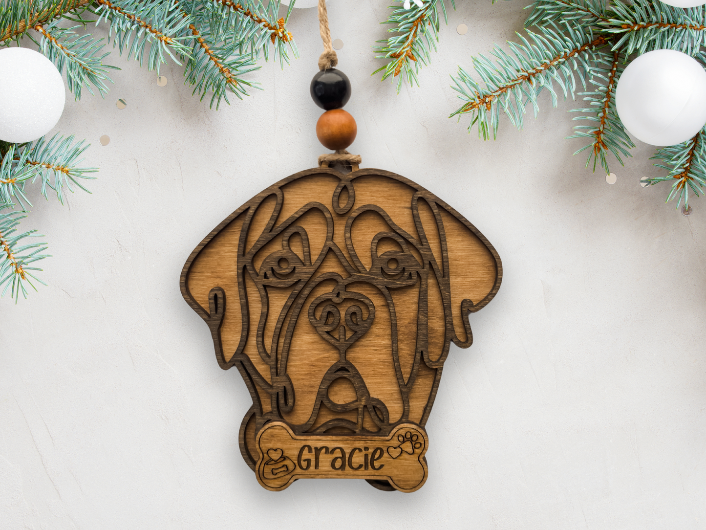 Personalized Wooden Dog Breed Ornament