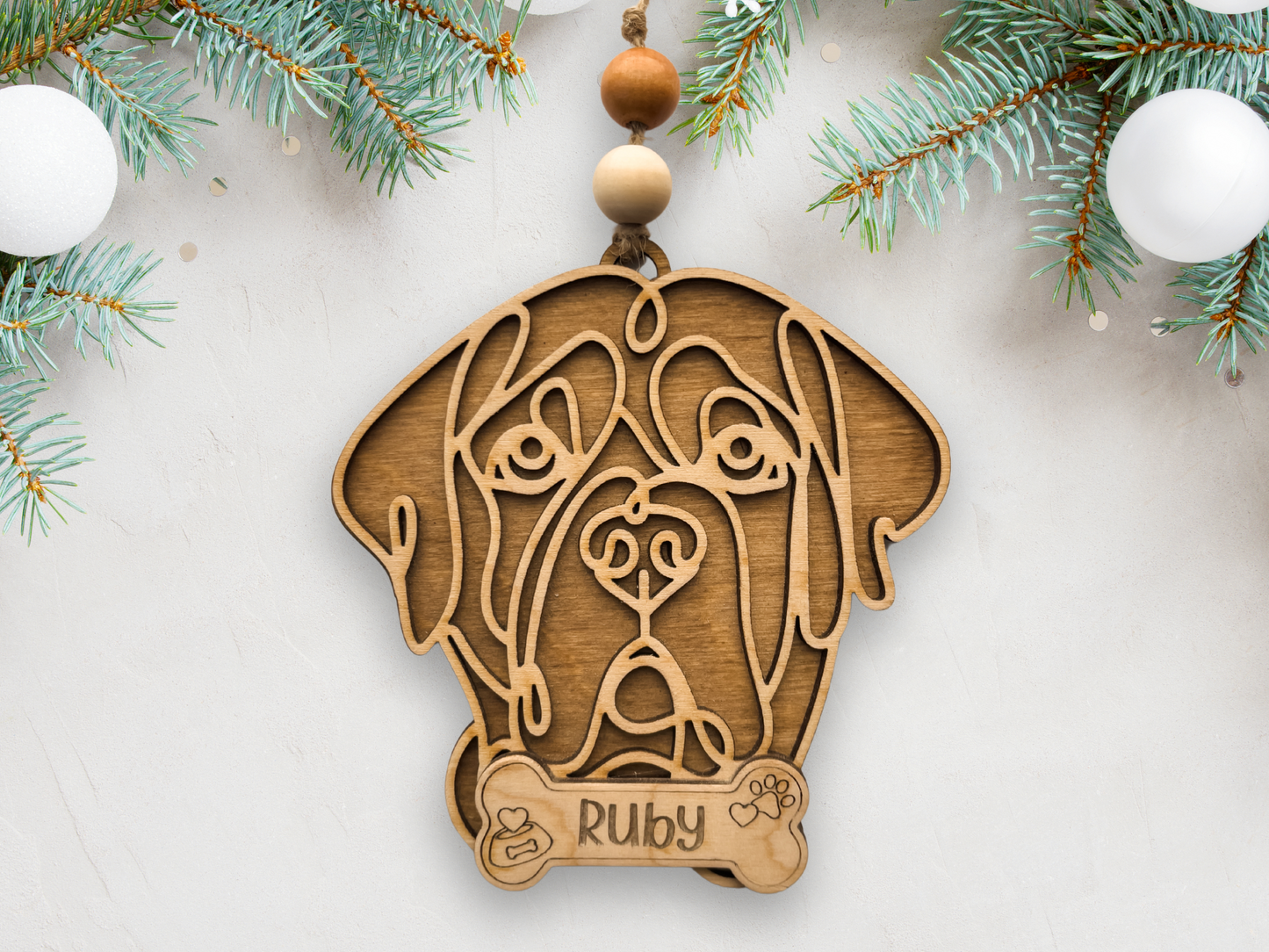 Personalized Wooden Dog Breed Ornament