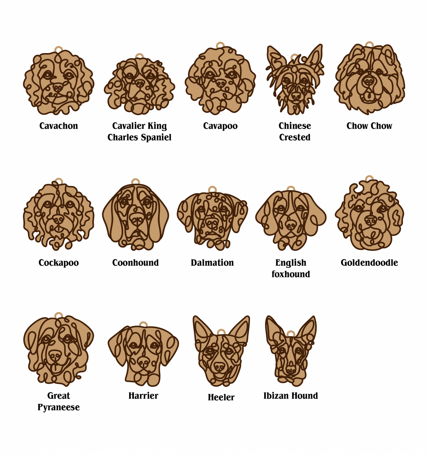 Personalized Wooden Dog Breed Ornament