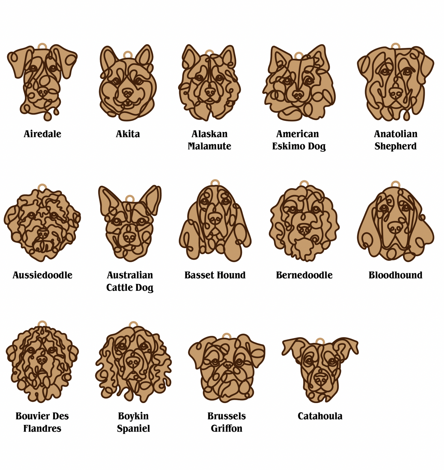 Personalized Wooden Dog Breed Ornament