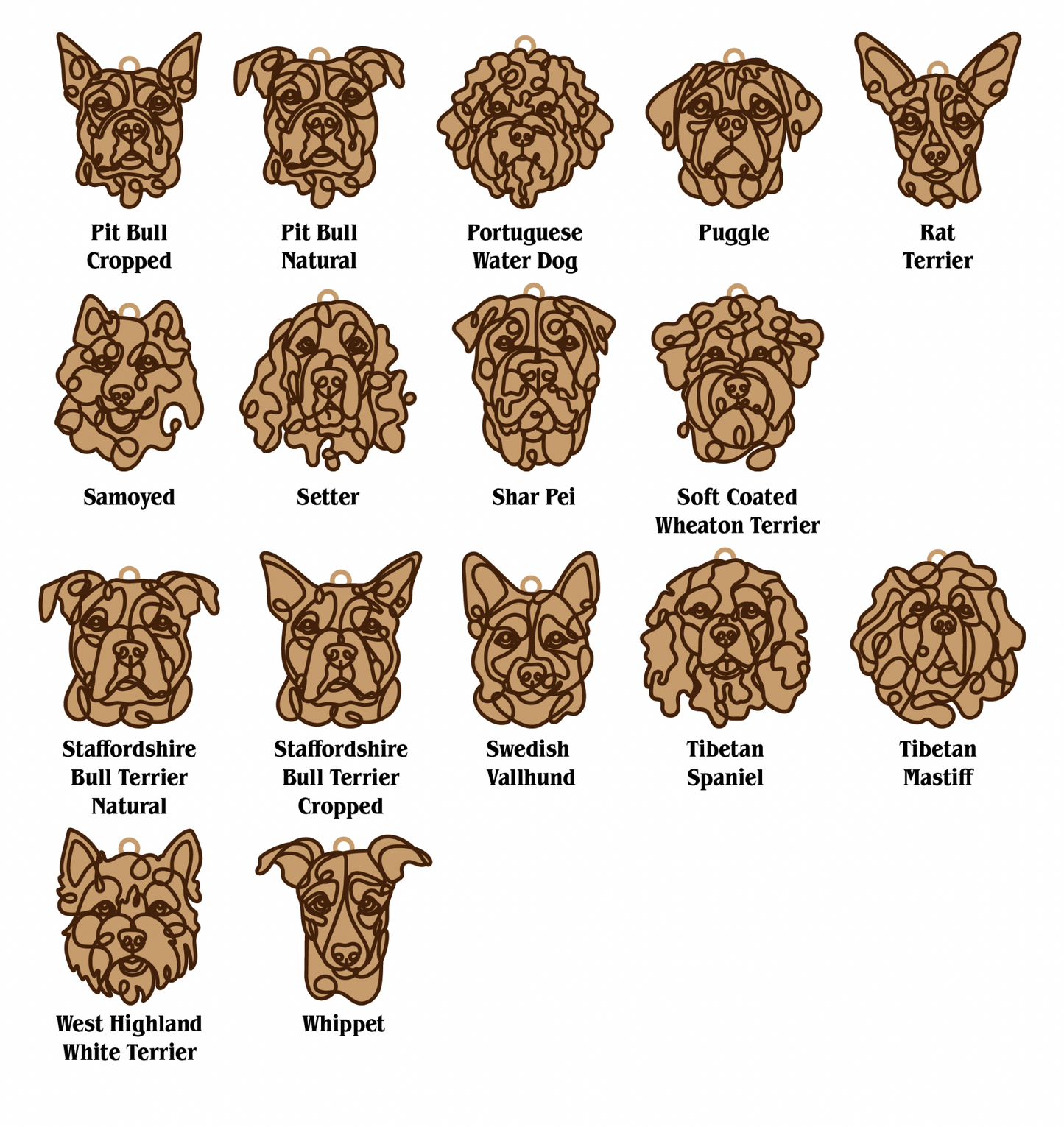 Personalized Wooden Dog Breed Ornament