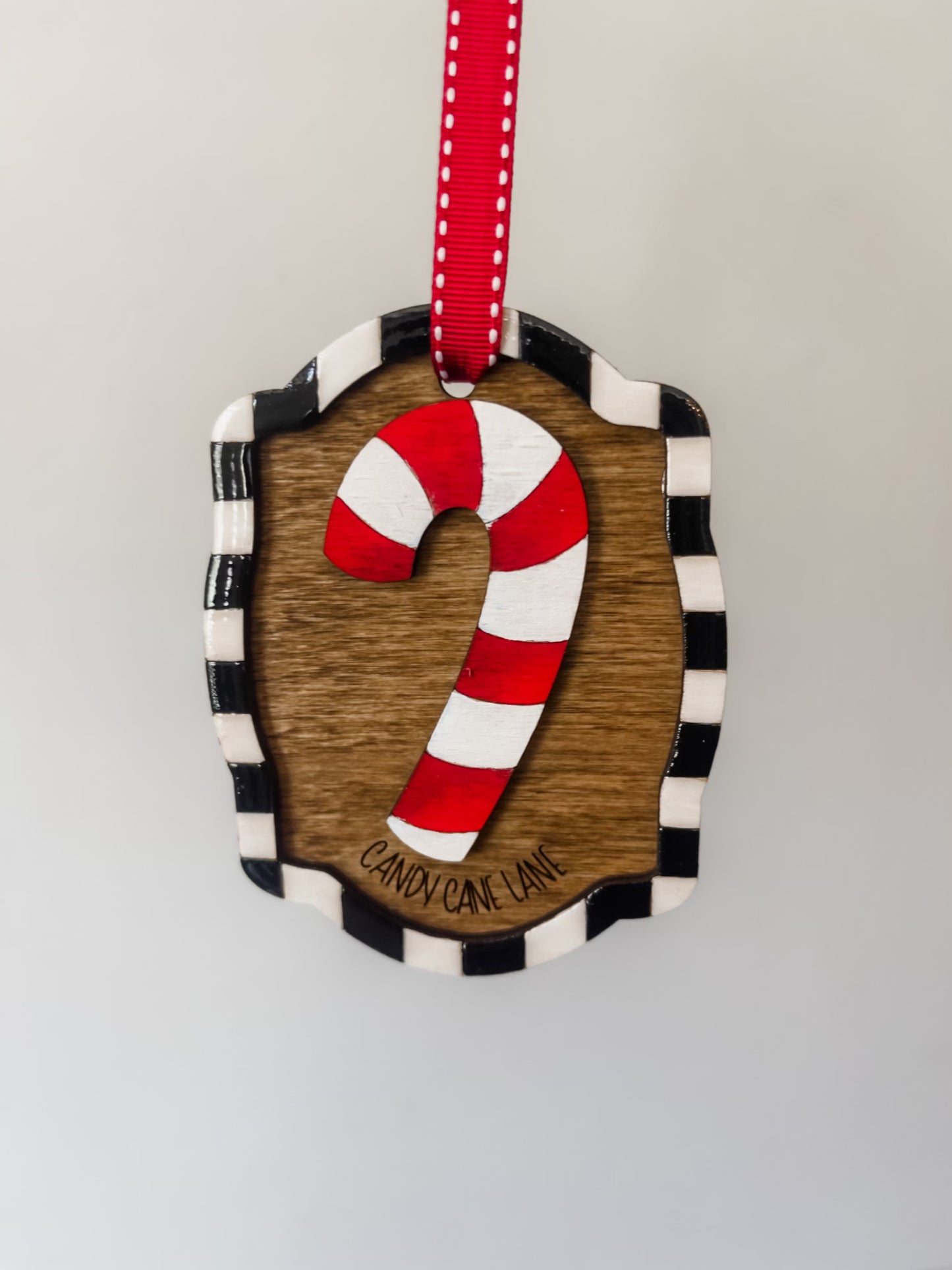 Whimsical Hand Painted Ornaments with black and white frame