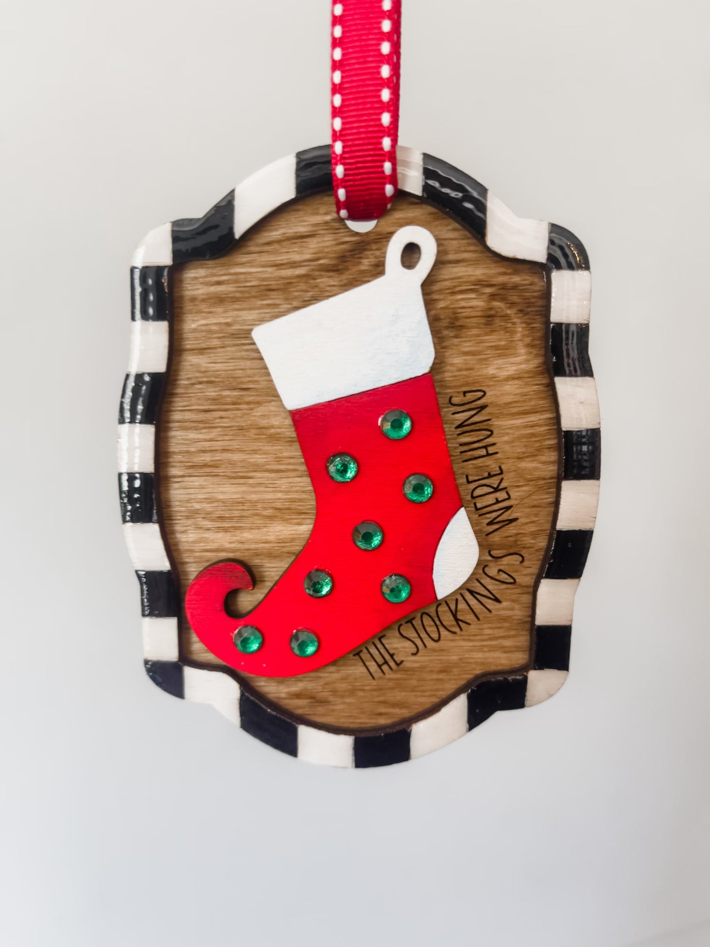 Whimsical Hand Painted Ornaments with black and white frame