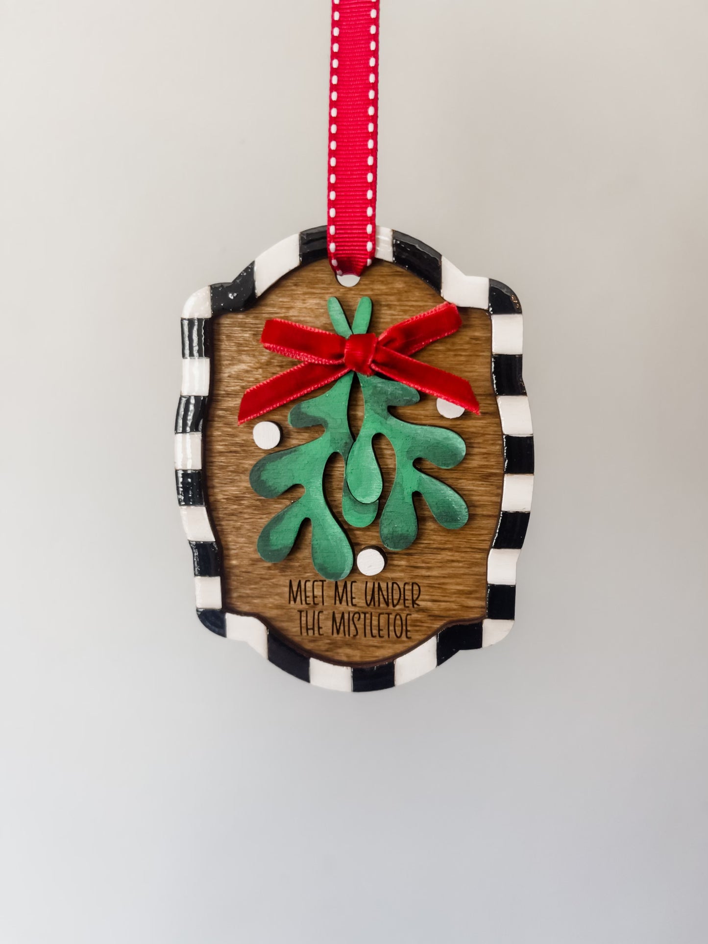 Whimsical Hand Painted Ornaments with black and white frame