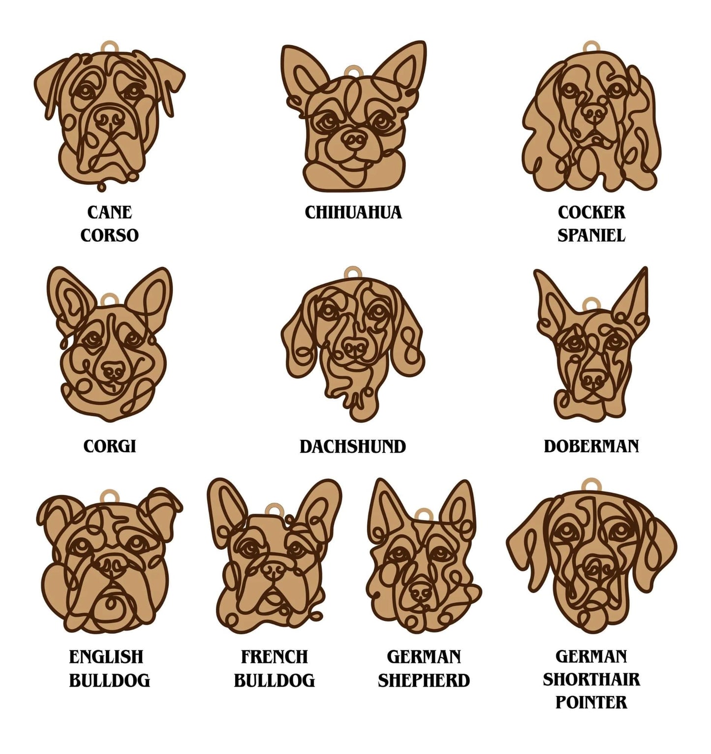 Personalized Wooden Dog Breed Ornament