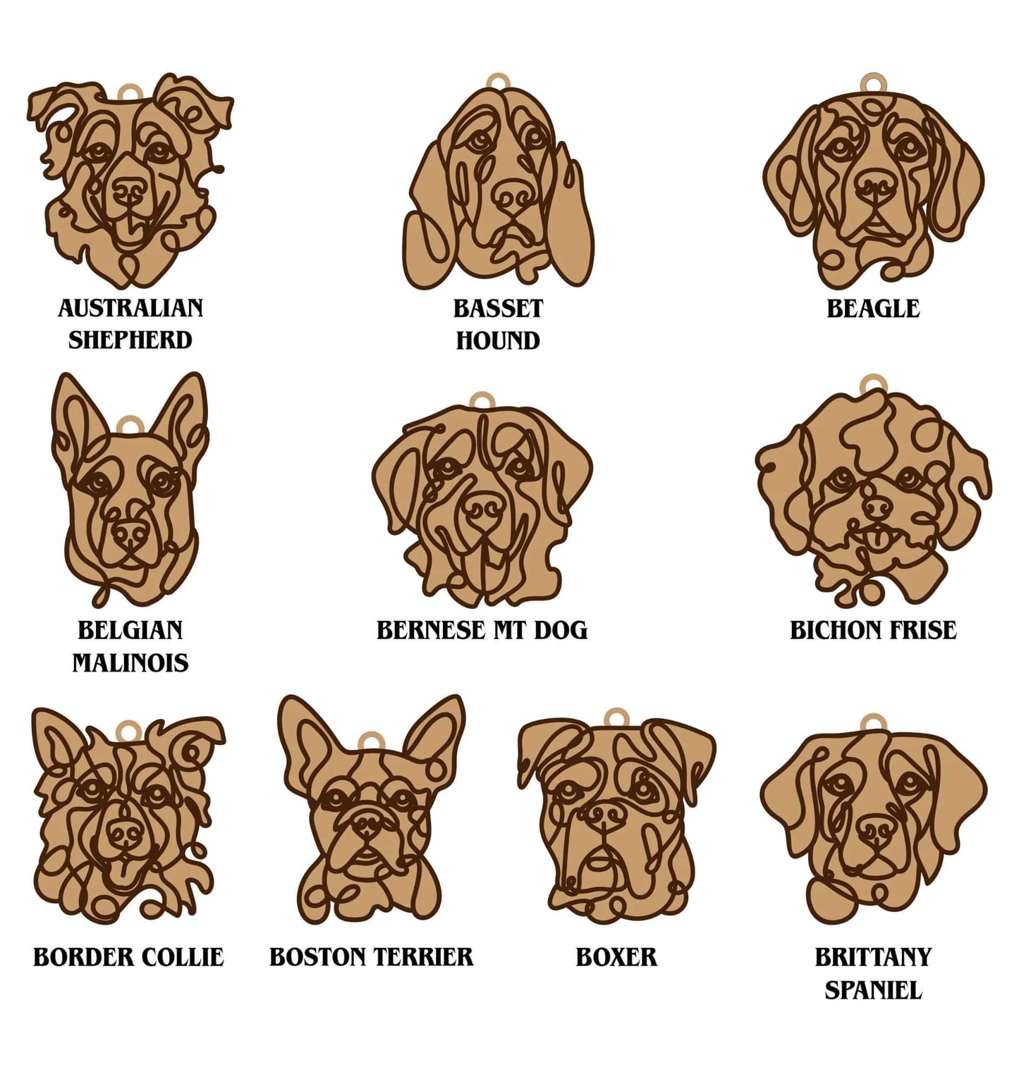 Personalized Wooden Dog Breed Ornament