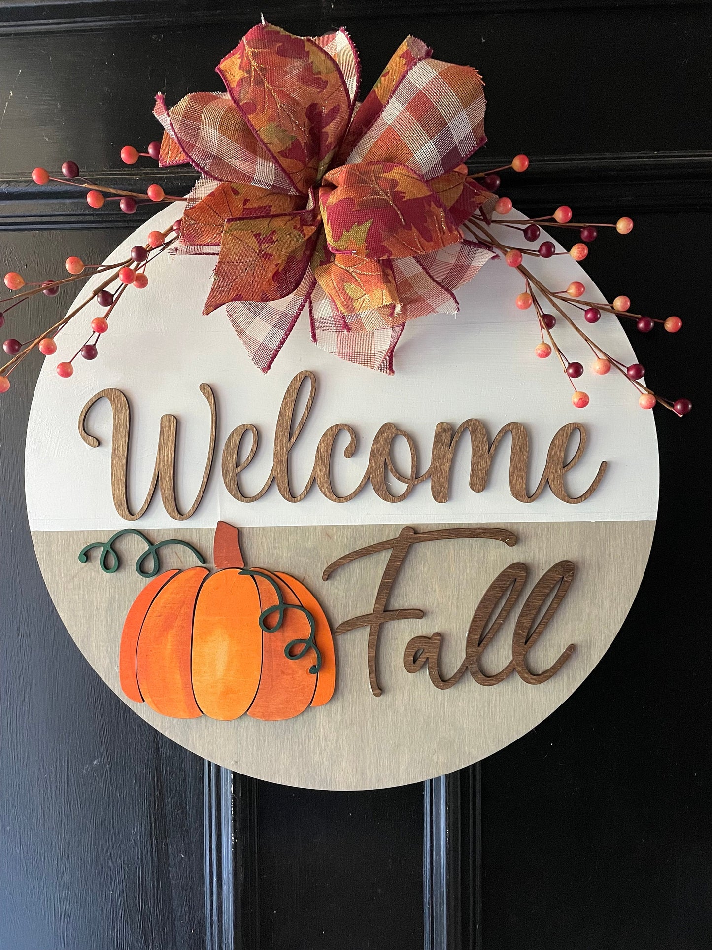 Front Door Sign, Fall Door Hanger, Welcome Fall Sign, Fall Pumpkin