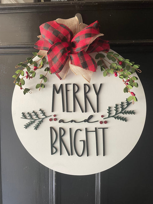 Merry & Bright Holiday Door Hanger