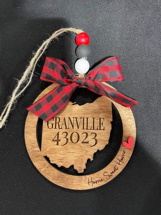 Personalized Ohio Zip Code Ornament | Car Charm