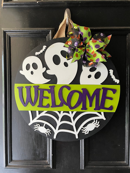 Halloween Door Hanger | Ghost Welcome