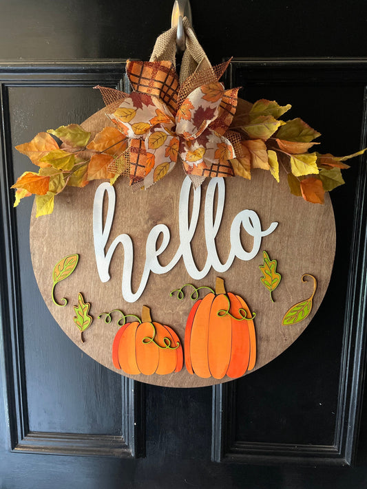Fall Pumpkin Welcome Door Hanger