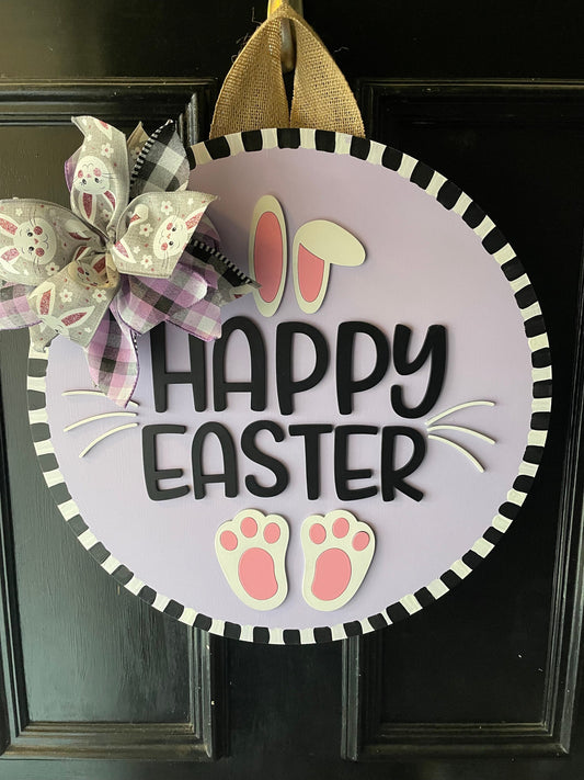 Easter Door Hanger, Bunny Happy Easter, Spring Door Sign