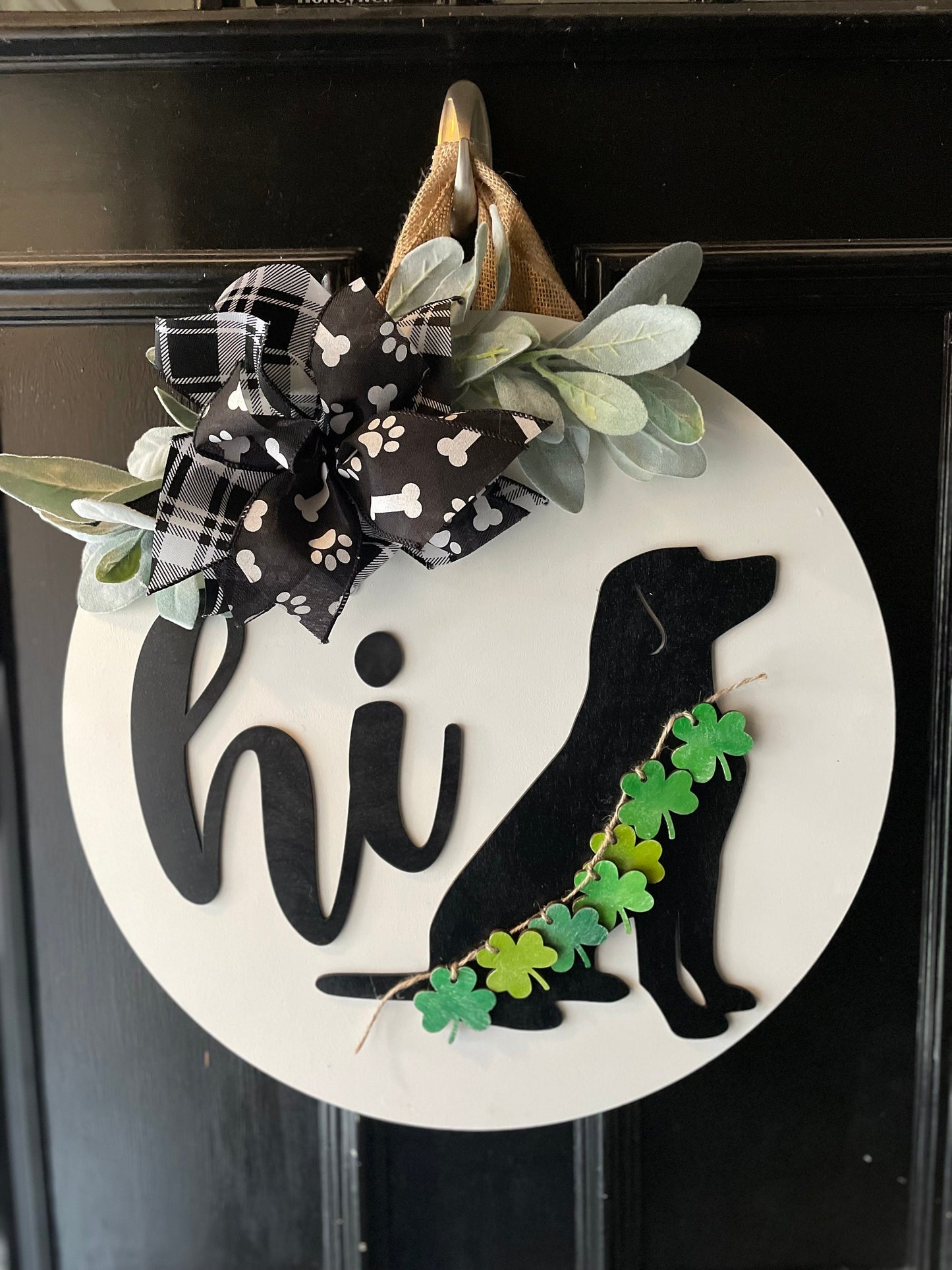 Personalized Door Hanger with Dog, Housewarming Gift, Dog Sign, Changeable Door Sign, Wedding Gift, New Home Gift