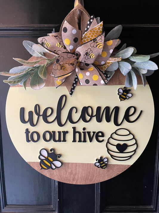 Bee Door Hanger, Welcome to our Hive, Bee Lover Gift