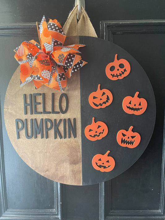 Hello Pumpkin | Halloween Door Hanger