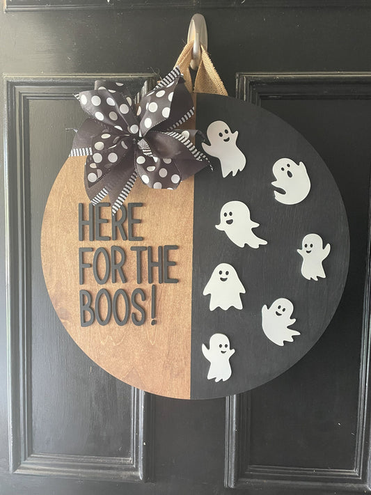 Here for the Boos | Halloween Door Hanger | Ghost Door Decor