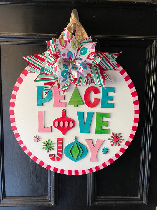 Christmas Door Hanger Peace Love Joy