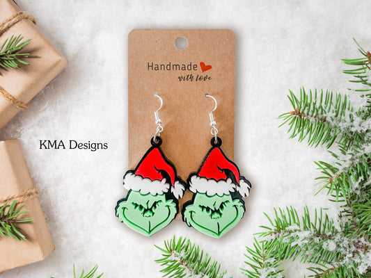Grinch Christmas Earrings
