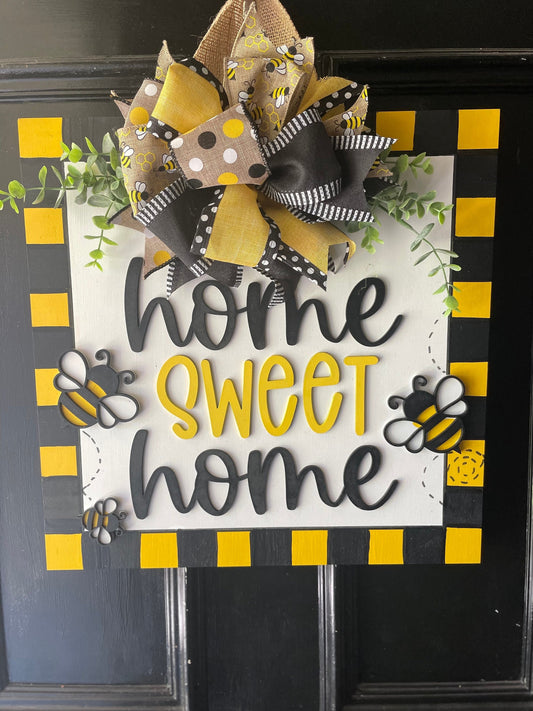Bee Door Hanger, Home Sweet Home, Bee Door Sign