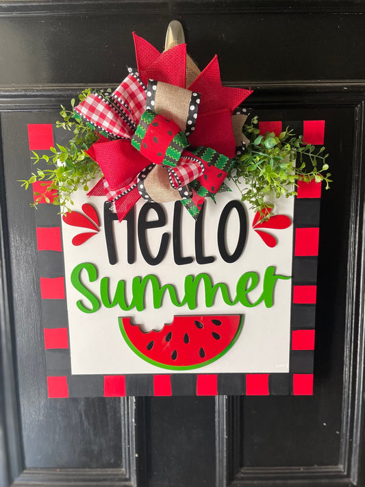 Summer Watermelon Door Hanger, Front Door Summer Sign