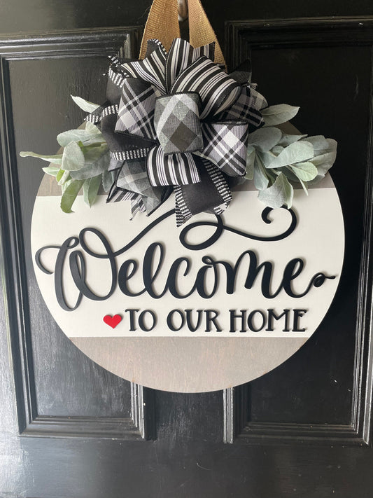 Front Door Decor | Welcome to our Home, Door Hanger, Housewarming Gift, New Home Gift, Wedding Gift