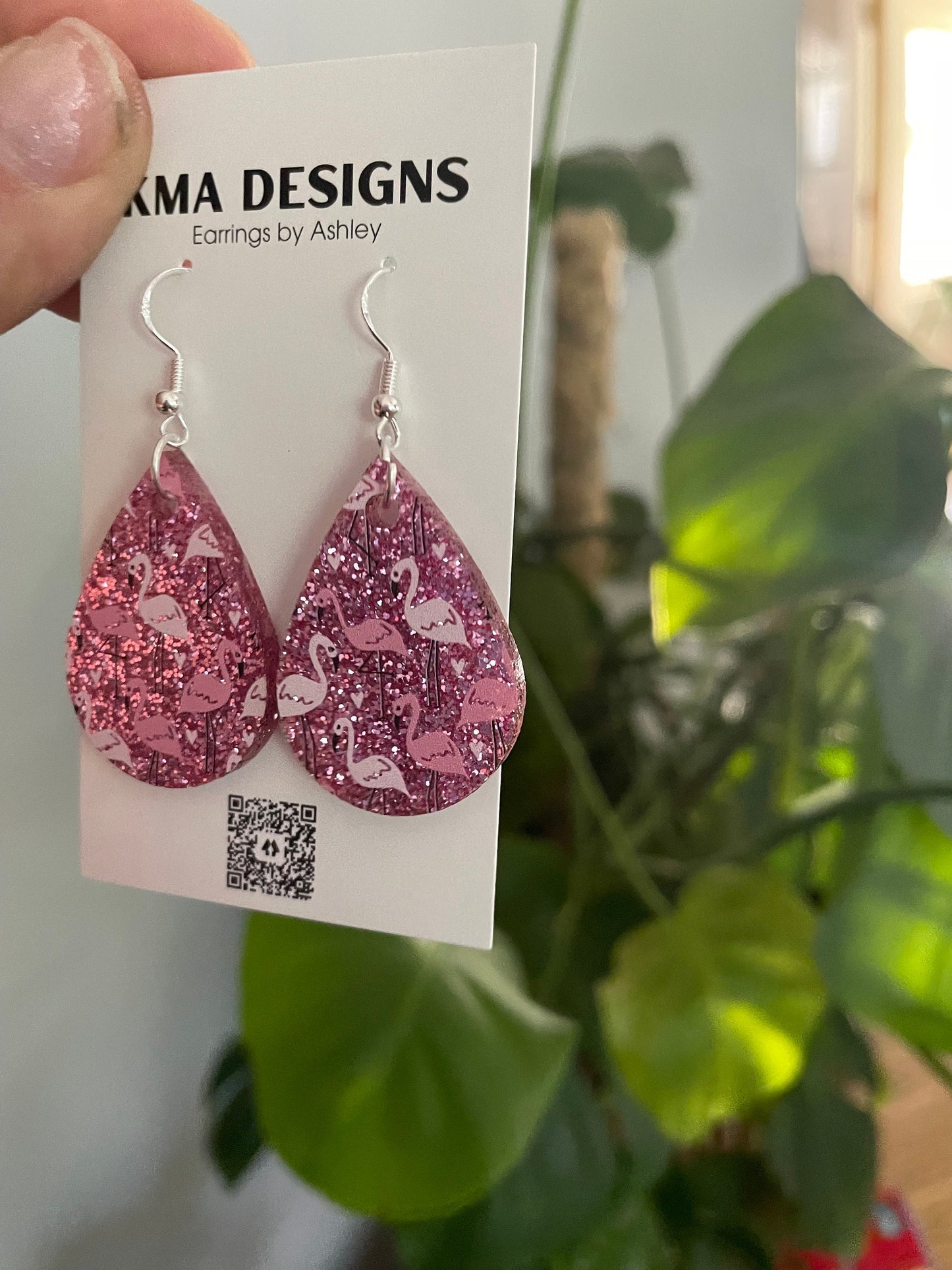 Glitter Pink Flamingo Earrings