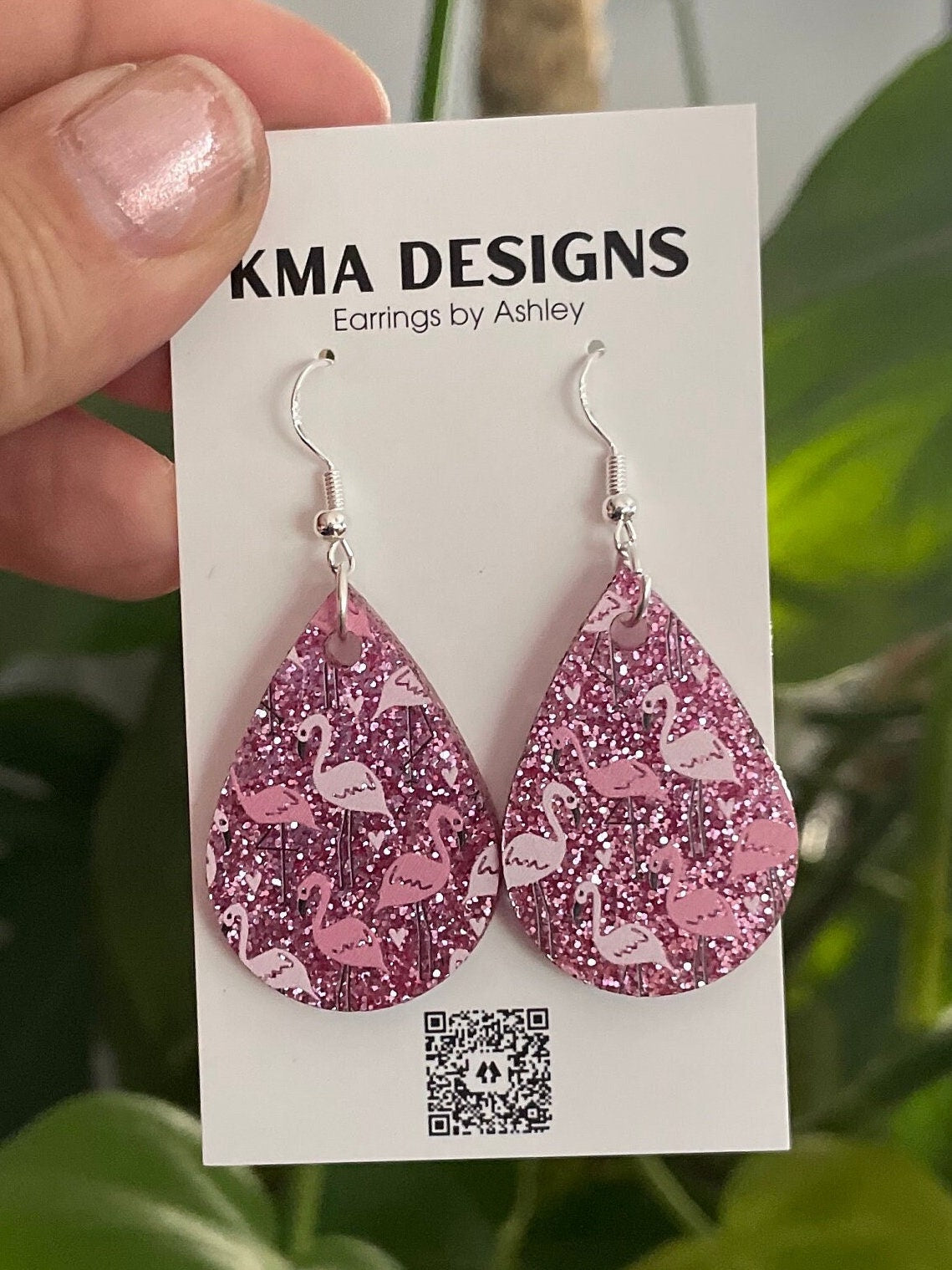 Glitter Pink Flamingo Earrings