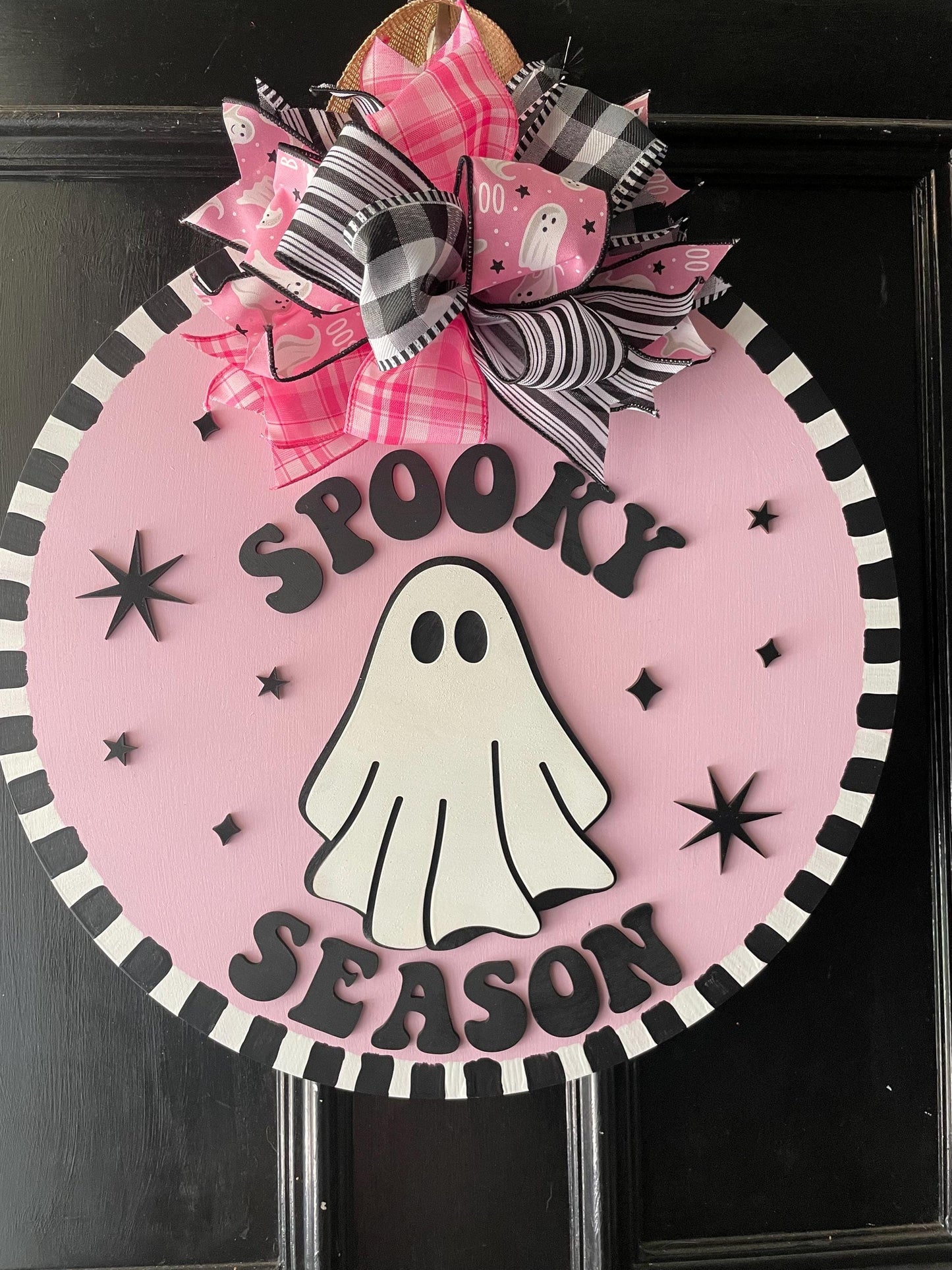 Halloween Wreath, Halloween Door Sign, Pink Halloween Decor, Ghost, Pink Ghost Decor, Pink Door Sign, Halloween Ghost